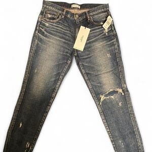 NWT Moussy Vintage | Distressed blue denim skinny jeans with rips #madeinjapan